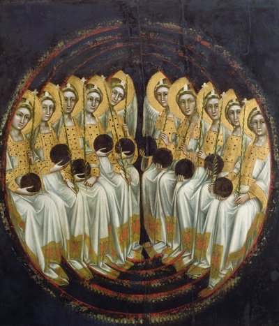 Anges assis avec des orbes dans leurs mains, c.1348-54 - Ridolfo di Arpo Guariento