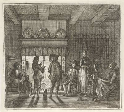 Intérieur avec des personnages près de la cheminée - Rienk Jelgerhuis