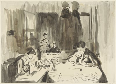 Intérieur avec trois figures à la lumière d
