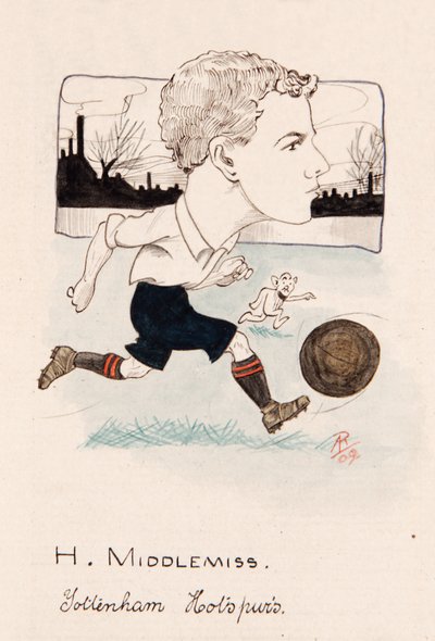 Bert Middlemiss, Tottenham Hotspur, dessin pour un ensemble de cartes de cigarettes, 1907 - Rip