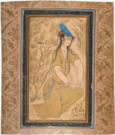 Fille avec un chapeau de fourrure, 1602 - Riza i Abbasi