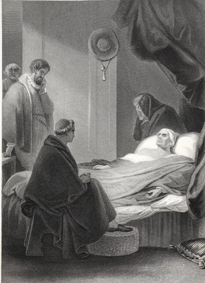 La mort du cardinal Wolsey, gravé par A.H. Payne - Robert (after) Smirke