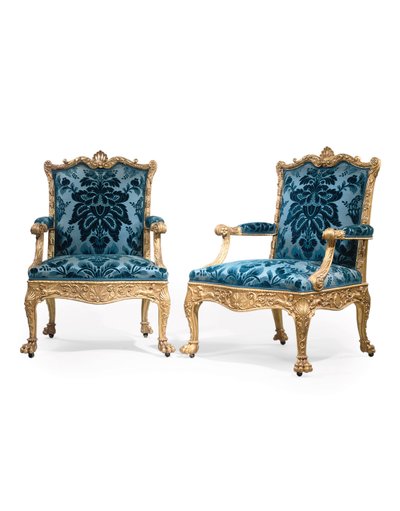 Une paire de fauteuils en bois doré George III - Robert Adam