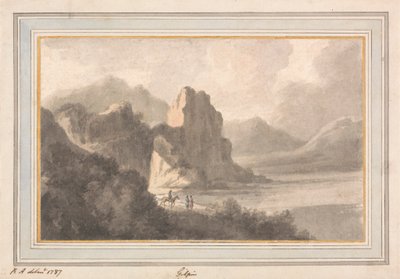 Figures dans un Paysage Romantique Rocheux - Robert Adam