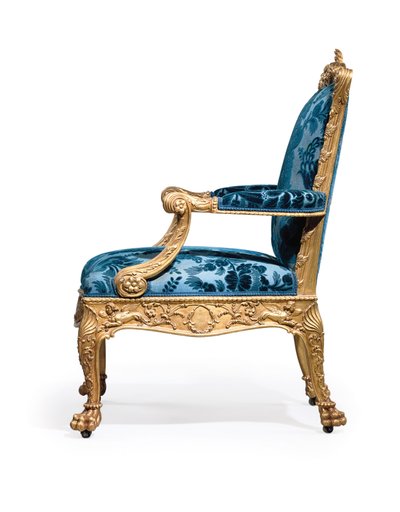 Une des deux fauteuils en bois doré George III - Robert Adam