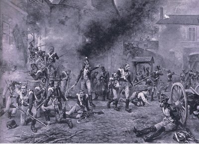 La défense de Hougoumont, 18 juin 1815 (illustration de British Battles on Land and Sea) - Robert Alexander Hillingford