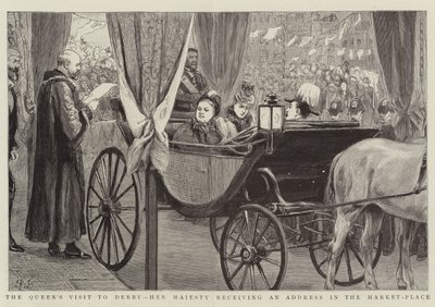 La visite de la reine à Derby, Sa Majesté recevant une adresse sur la place du marché - Robert Barnes
