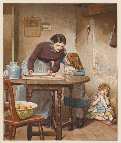 La femme du fermier faisait une tarte aux pommes (litho en couleur) - Robert Barnes