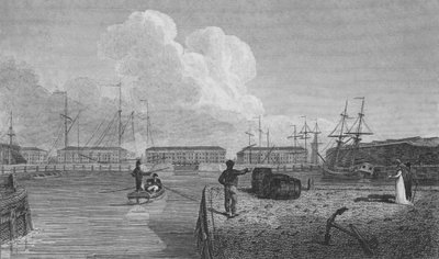 Docks de Londres, Wapping (gravure) - Robert Blemell (after) Schnebbelie