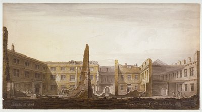 Blackwell Hall pendant la démolition, City de Londres, 1819 - Robert Blemmell Schnebbelie