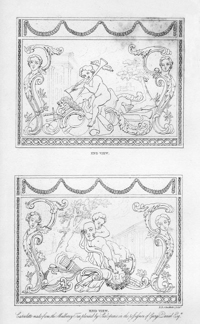 Cassolettes sculptées en bois du mûrier de Shakespeare, XVIIIe siècle, 1840 - Robert Blemmell Schnebbelie
