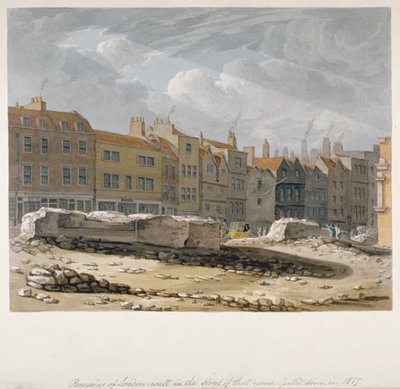 Vestiges du mur de Londres démolis en 1817, Cité de Londres - Robert Blemmell Schnebbelie