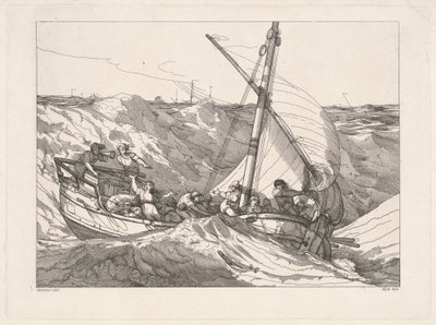 Bateau dans une tempête en mer - Robert Blyth, after John Hamilton Mortimer