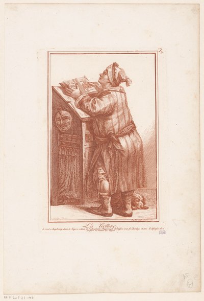 Homme lisant derrière un pupitre - Robert Brichet
