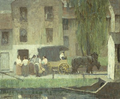 Le chariot du colporteur sur le canal, New Hope - Robert C. Spencer