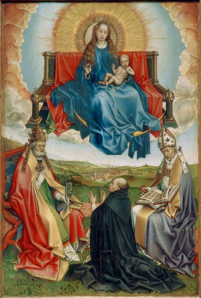 Madonna en gloire avec donateur et les saints Pierre et Augustin - Robert Campin
