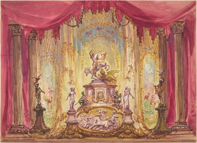 Décor de Scène avec une Statue de Saint Georges Terrassant le Dragon - Robert Caney