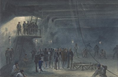 Enroulement du câble dans le réservoir arrière à bord du Great Eastern à Sheerness : Visite - Robert Charles Dudley