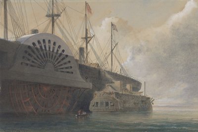 La vieille frégate Iris avec sa cargaison de câbles à côté du Great Eastern à Sheerness, 1865 - Robert Charles Dudley