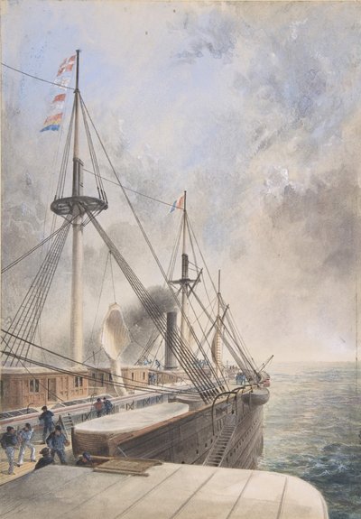 Vue depuis le caisson de la roue à aubes bâbord sur le pont du Great Eastern..., 1865-66 - Robert Charles Dudley