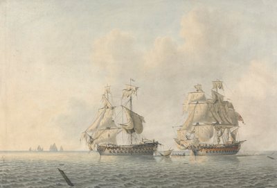 Un navire de guerre anglais prenant possession d