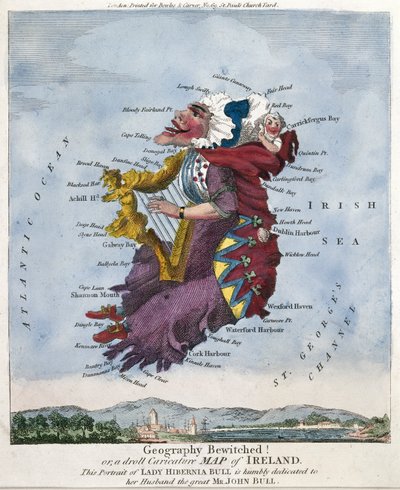 La géographie ensorcelée ! ou, une carte caricaturale amusante de l