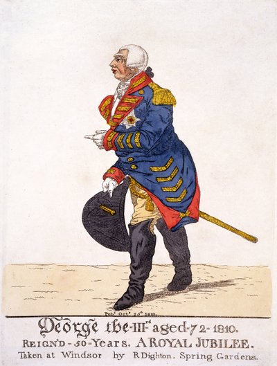 George III de Grande-Bretagne en 1810 pour son jubilé de cinquante ans, gravure de R Dighton d