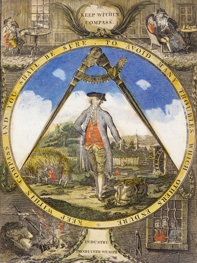 Restez dans le compas vers 1784 (gravure et eau-forte coloriées à la main) - Robert Dighton