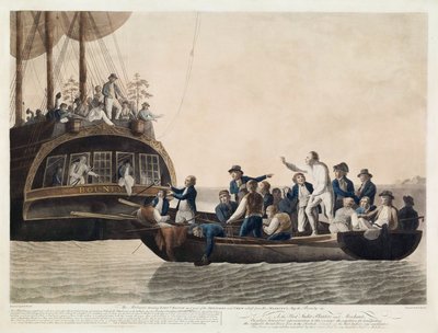 Les mutins abandonnant le lieutenant Bligh et une partie des officiers et de l