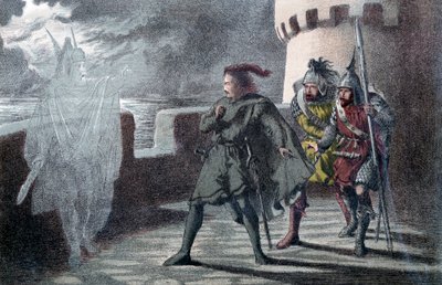 Hamlet voyant le fantôme de son père sur les remparts du château d