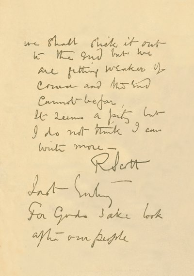 Fac-similé du message au public, 29 mars 1912, 1913 - Robert Falcon Scott