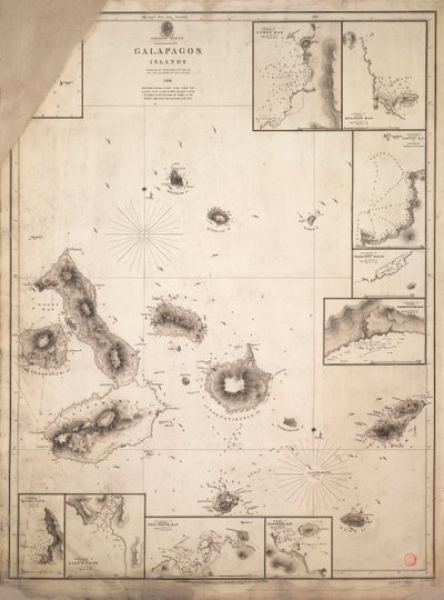 Carte des îles Galápagos relevée lors du voyage du HMS 