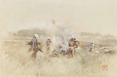 Au travail entassant des broussailles sur des feux fumants, 1867-1903 - Robert Frederick Blum
