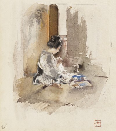 Fille japonaise cousant, 1890 - Robert Frederick Blum