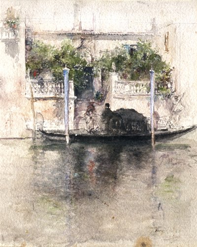Dame montant dans une gondole depuis un palais - Robert Frederick Blum