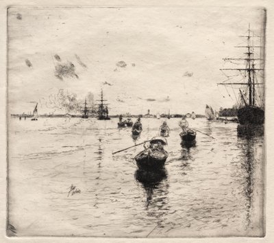 Lagune avec des vapeurs et des gondoles - Robert Frederick Blum