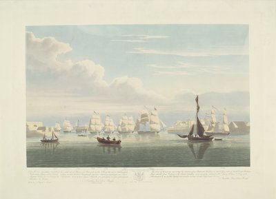 Départ de douze navires marchands néerlandais du port de Portsmouth, 1833 (plaque 1) - Robert Havell (II)