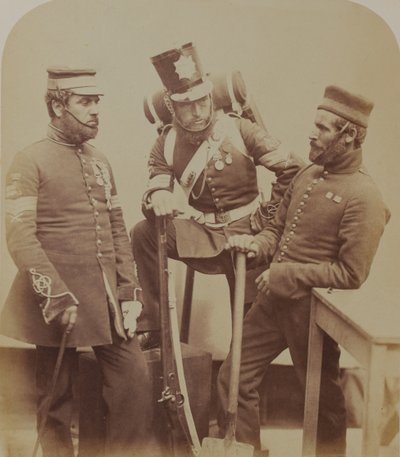 Sergents de couleur J. Stanton, Kester Knight et W. Bruce, Royal Sappers and Miners, 1856 - Robert Howlett