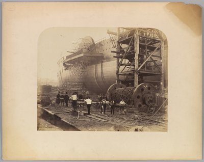 Hommes au travail à côté des chaînes de lancement du "Great Eastern" - Robert Howlett