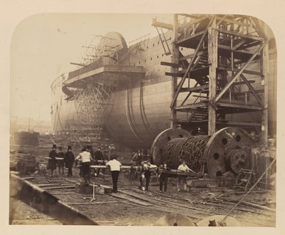 Hommes au travail à côté des chaînes de lancement du Great Eastern, 18 novembre 1857 - Robert Howlett