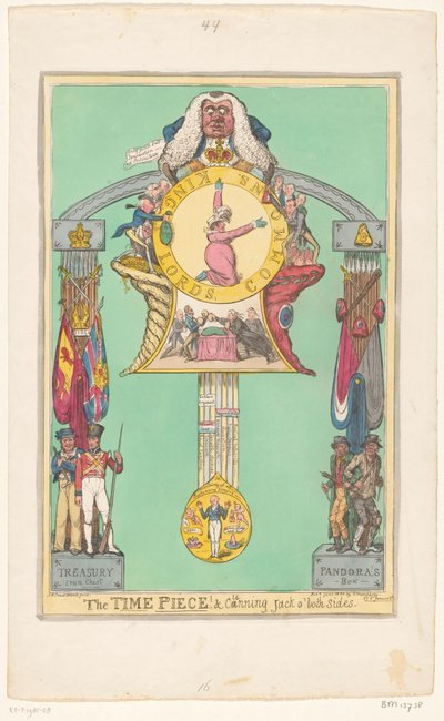 Horloge avec la reine sur le cadran, 1820 - Robert Isaac Cruikshank