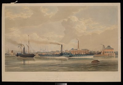Cette impression des navires à vapeur en fer 
