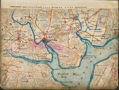 (Carte du cours inférieur du Potomac montrant les lignes de piquetage, janvier 1862) LOC gvhs01.vhs00059 - Robert Knox Sneden