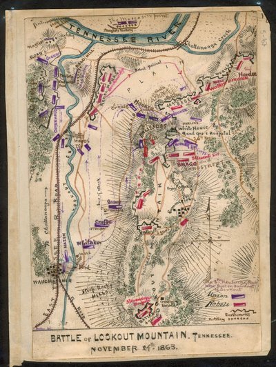 Bataille de Lookout Mountain, Tennessee 24 novembre 1863. LOC gvhs01.vhs00173 - Robert Knox Sneden