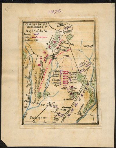 Bataille de cavalerie, Gettysburg, Pa. 3 juillet 3-30 p.m. LOC gvhs01.vhs00150 - Robert Knox Sneden