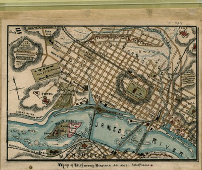 Carte de Richmond, Virginie...1863. LOC gvhs01.vhs00051 - Robert Knox Sneden