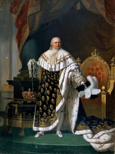 Portrait de Louis XVIII 1755-1824 en robes de couronnement - Robert Lefevre