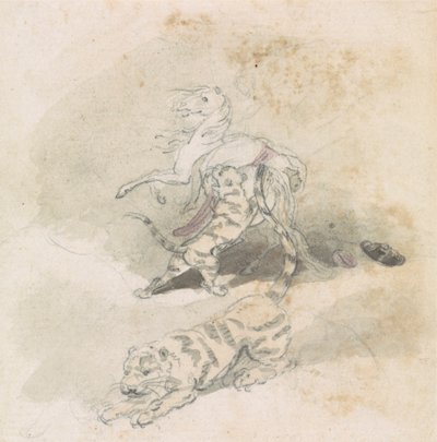 Un tigre attaquant un cheval - Robert Mabon