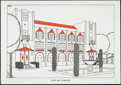 Hôtel des voyageurs, de Une Cité Moderne, Dessins de Rob Mallet-Stevens Architecte, 1987 - Robert Mallet Stevens