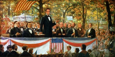 Abraham Lincoln et Stephen A. Douglas débattant à Charleston, Illinois le 18 septembre 1858 - Robert Marshall Root